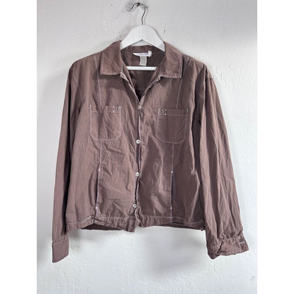 Fresh Produce Womens Button-Front Brown Jacket XXL Cotton Casual Lightweight